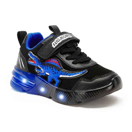 EXDINO Dinosauro Bambini piccoli Primavera Autunno Scarpe luminose a LED Bambini Spinosaurus Ragazzi Glowing Scarpe da ginnastica sportive casual antiscivolo