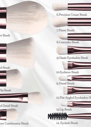 14 PCS Makeup Brush Set With Illuminated Mirror Portable Short Handle LED Light USB Rechargeable Makeup Brushes Kit