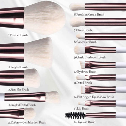 14 PCS Makeup Brush Set With Illuminated Mirror Portable Short Handle LED Light USB Rechargeable Makeup Brushes Kit