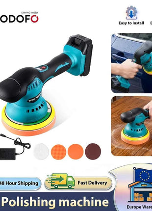Lucidatrice per Auto Podofo 21V, 2800-5800RPM, Lucidatrice Elettrica con Spina EU per Piastrelle e Auto, con Batteria e Caricabatterie