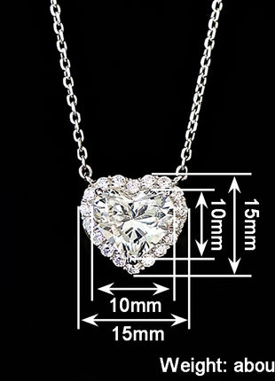 Huitan Heart Pendant Necklace for Women, Romantic Wedding and Party Accessory, Simple Style with Shiny Zircons, Elegant Women's Jewelry