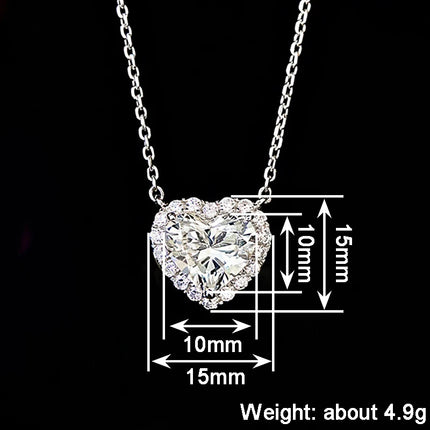 Collana con Ciondolo a Cuore Huitan per Donna, Accessorio Romantico per Matrimoni e Feste, Stile Semplice con Zirconi Brillanti, Gioiello Elegante da Donna