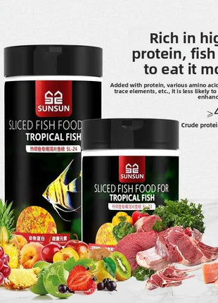 SUNSUN Premium Tropical Fish Flake Food for Angelfish, Guppies, Tetras & All Community Fish, Color Enhancing&Complete Nutrition