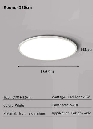 AuroraRealm Illuminazione Ultrasottile Soggiorno Luce Nordico Moderna Lampada da soffitto a LED Decorazioni per la casa Camera da letto Balcone Cucina Corridoio Apparecchio