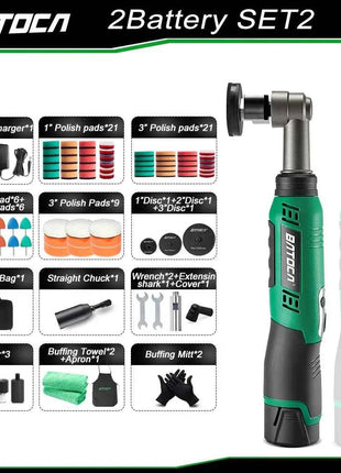 BATOCA S6 Cordless Mini Car Polisher 12V Cordless Polisher for Car Waxing 2.0Ah Buffer Polisher with Extension rod