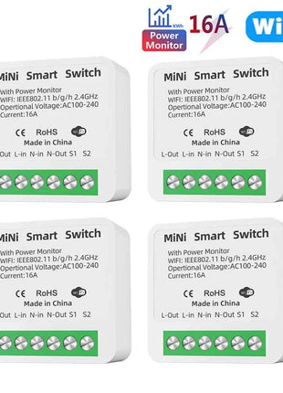 16A Tuya WiFi Smart Switch 2-way Control with Energy Monitor Switch Mini Smart Breaker Smart Life Control  Alexa Via Google Home