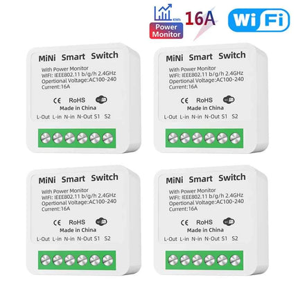 16A Tuya WiFi Smart Switch 2-way Control with Energy Monitor Switch Mini Smart Breaker Smart Life Control  Alexa Via Google Home