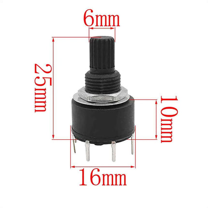 1/2/5 pz SR16 plastica 16MM interruttore a fascia rotante 1 polo 5/6/8 posizione 2 poli 3/4 posizione maniglia lunghezza 15MM asse interruttori rotondi