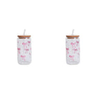 Set Bicchieri in Vetro con Fiocco Coperchio e Cannuccia per Casa Picnic Colazione e Feste