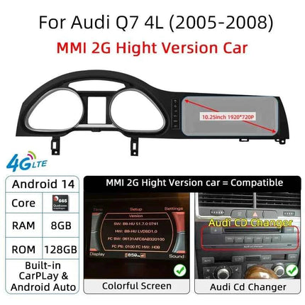 Android 14 Auto Radio CarPlay For Audi A6 C6 4f  For Audi Q7 4L 2005-2015 MMI 2G 3G GPS Car Multimedia Player Navi Stereo DSP