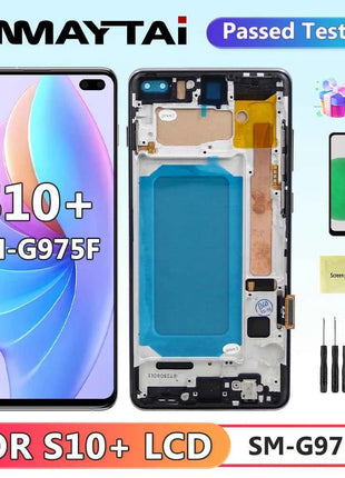 Schermo TFT S10 Plus con cornice, per Samsung Galaxy S10+ G975F G975F/DS Display LCD Touch Screen Digitizer Sostituzione