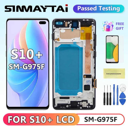 Schermo TFT S10 Plus con cornice, per Samsung Galaxy S10+ G975F G975F/DS Display LCD Touch Screen Digitizer Sostituzione