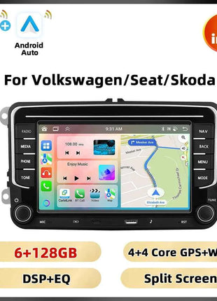 Podofo 6 + 128G 7 ''Car Stereo For VW/PASSAT/CADDY/POLO/BEETLE Multimedia Player Carplay Android Auto Type-C WIFI GPS Car Audio