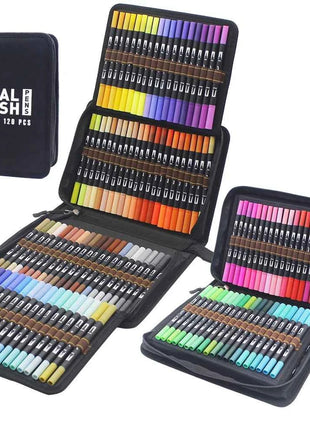 Set Pennarelli Manga Dual Tip 12/24/36/120 Colori Acquerello Fineliner per Calligrafia e Arte