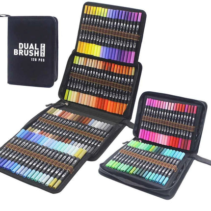 Set Pennarelli Manga Dual Tip 12/24/36/120 Colori Acquerello Fineliner per Calligrafia e Arte