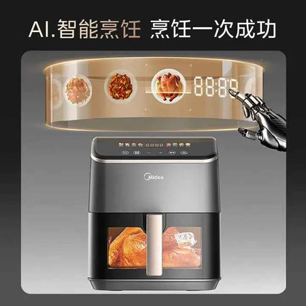 Friggitrice ad Aria Midea Grande Capacità - Finestra Visiva, Senza Girare, Forno Integrato