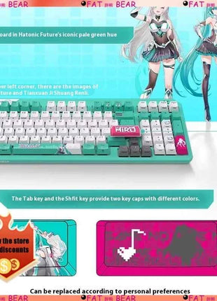 ASUS Tianxuan Mini Hatsune Miku  TX98miku Co branded Cable Video Game Mechanical Keyboard Customizable PC Gaming Keyboard