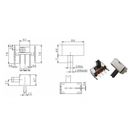 60 Pz/scatola 6 Formati SK12D07 Interruttori A Levetta 3Pin PCB 2 Posizione 1P2T SPDT Manopola Laterale Scorrevole In Miniatura SK12D07VG4