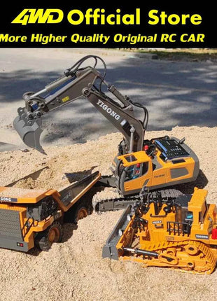 4WD Remote Control Excavator 4x4 Alloy Dump Truck Bulldozer Radio Model RC Car Construction Vehicle Toy Children Kids Gifts