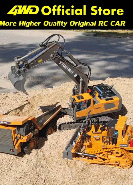 4WD Remote Control Excavator 4x4 Alloy Dump Truck Bulldozer Radio Model RC Car Construction Vehicle Toy Children Kids Gifts
