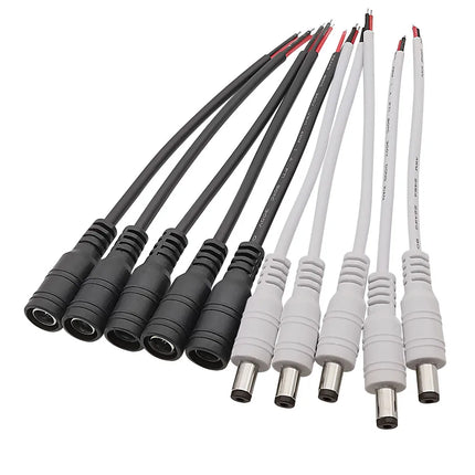 5.5*2.1mm Maschio Femmina Cavo di Alimentazione DC Spina del Cavo Martinetti Adattatore del Connettore Treccia Bianco Nero Per Telecamera CCTV 5050 3528 HA CONDOTTO LA striscia