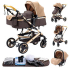 Multifunction 3 in 1 Baby Stroller with Car Seat and Sleeping Basket Baby Pram Lightweight Infant Pushchair Compact Folding Pram
