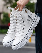 Men's Canvas Vulcanized High-Top Plateau Breathable Casual Sneakers Trainers Sturdy Sneakers