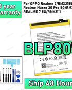 100% New High Quanlity BLP807 Battery For Oppo Realme 7/Realme Narzo 30 Pro 5G/REALME 7 5G/RMX2155/PMX2117 Replacement Battery B