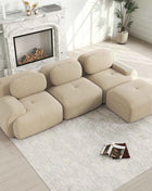 Modular Corner Cord Fabric Sofa - No Assembly Required, Extra-wide Armrests, 32D High Elastic Upholstery, Ergonomic Cozy Couch