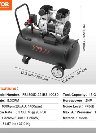 SucceBuy Air Compressor 750W/1450W/3000W Oil Free Air Compressor Quiet Portable Compressor Pump for Auto Repair Tire Inflation