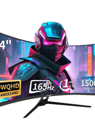 Gawfolk Curved Gaming Monitor 34-inch UWQHD 3440x1440P, 1500R Ultra-Wide PC screen 165Hz, curved computer screen, VA screen pane