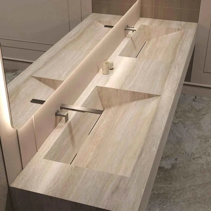 Seamless Stone Vanity Set, One-Piece Basin Bathroom Cabinet , SingleDouble Sink, Stain Resistant & Durable, Customizable