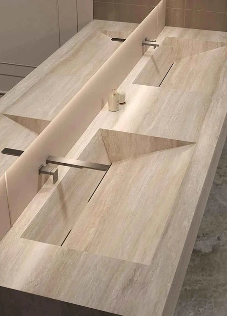 Seamless Stone Vanity Set, One-Piece Basin Bathroom Cabinet , SingleDouble Sink, Stain Resistant & Durable, Customizable
