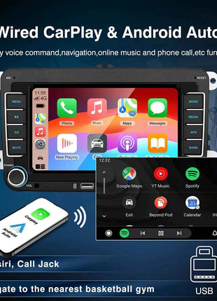 7" 2 Din HD Car Media Video RDS Airplay Car Radio CarPlay Android Auto Stereo Audio For Volkswagen/Seat/Skoda/Passat/Golf/Polo