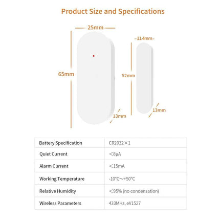 Staniot Tuya 433Mhz Home Alarm System Automatic Sensor Smart Wireless Door and Window Detectors Door opening/closing code