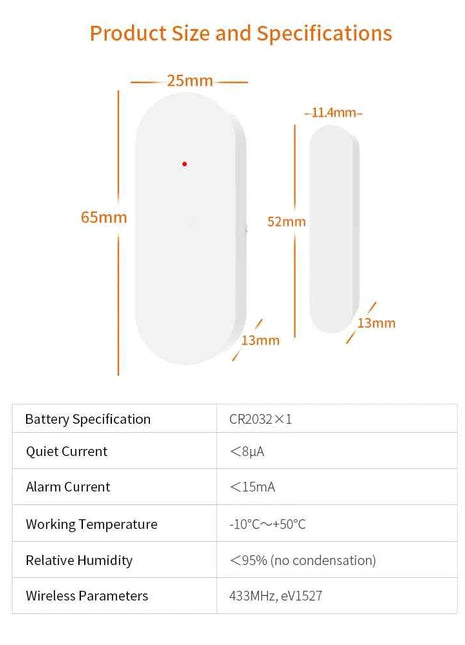 Staniot Tuya 433Mhz Home Alarm System Automatic Sensor Smart Wireless Door and Window Detectors Door opening/closing code