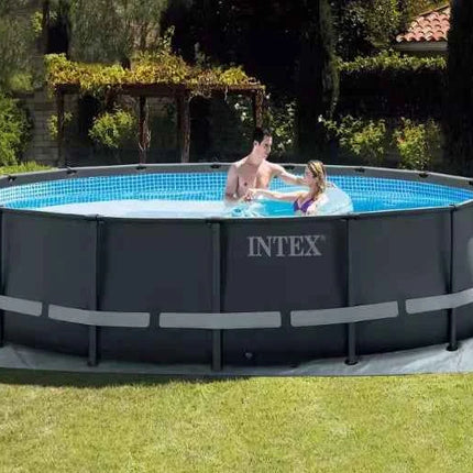 Piscina Intex Grande da Esterno con Telaio Rinforzato, Piscina Familiare per Casa e Bambini, Piscina Pieghevole da Giardino