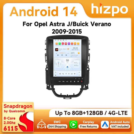 9.7" Hizpo CarPlay Android Car Radio for Opel Astra J Buick Verano 2009 - 2015 Tesla Style Screen GPS DSP 360CAM  Snapdragon6115