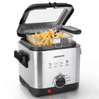 Aigostar Fries 30IZD 1.5L Compact Fryer Stainless Steel 1000 Watt with Viewing Window, Temperature Control, Exclusive Design
