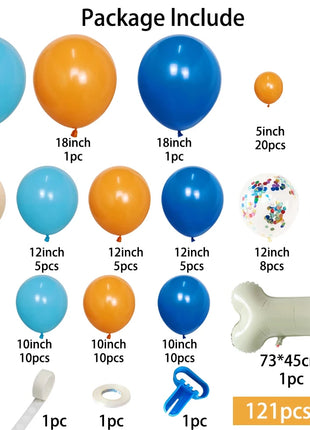 Kit Arco di Palloncini a Tema Bluey da 121 Pezzi con Palloncini a Forma di Zampa di Cane e Osso per Decorazioni Festa di Compleanno per Ragazzi e Ragazze