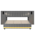 KOMHTOM Padding bed 180x200cm Linen with LED strip headboard spot and USB port-Without mattress