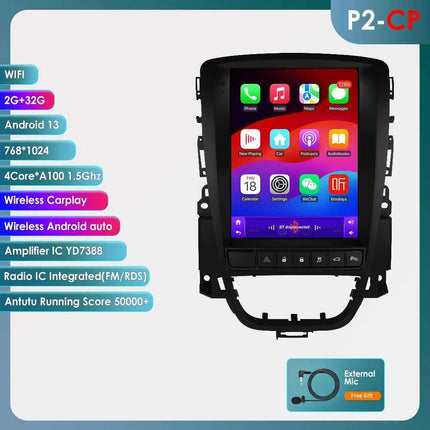 9.7" Hizpo CarPlay Android Car Radio for Opel Astra J Buick Verano 2009 - 2015 Tesla Style Screen GPS DSP 360CAM  Snapdragon6115