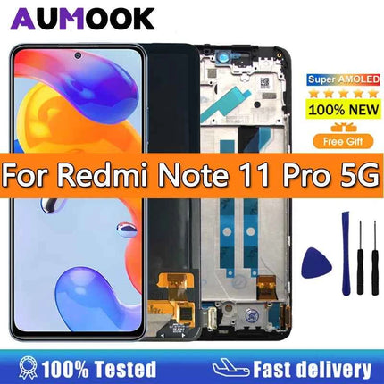 Schermo AMOLED per Xiaomi Redmi Note 11 Pro 5G Display LCD Touch Assemblea di schermo per Redmi Note 11 Pro 5G 21091116 Io, 2201116 SG