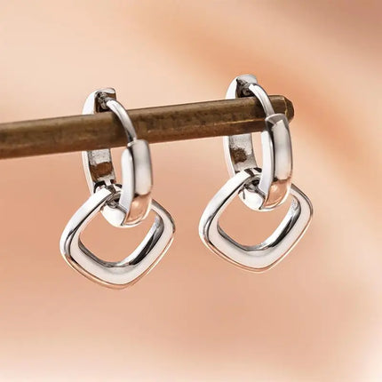 Orecchini Pendenti Huitan con Diamanti per Donna, Accessori Affascinanti in Acciaio Inossidabile per Matrimoni e Feste, Gioielli Geometrici Versatili alla Moda