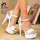 Sandali con cinturino con fibbia da 15CM/6 pollici piattaforma da donna pista estiva tacchi alti sottili scarpe modello Night Club Pole Dance Striptease Shoes