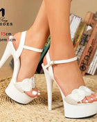 Sandali con cinturino con fibbia da 15CM/6 pollici piattaforma da donna pista estiva tacchi alti sottili scarpe modello Night Club Pole Dance Striptease Shoes