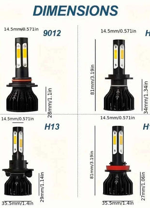 2pcs New 4 Sides 9005/HB3 9006/HB4 H4 H7 H11 H13 9004 9007 Car LED Bulbs 6000K White 8000K Ice Blue 26000LM 360 Beam Angle