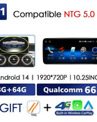Android 14 Wireless CarPlay For Mercedes Benz C Class W205 Screen Android Auto Multimedia Navigation GPS SWC DSP 4G WiFi