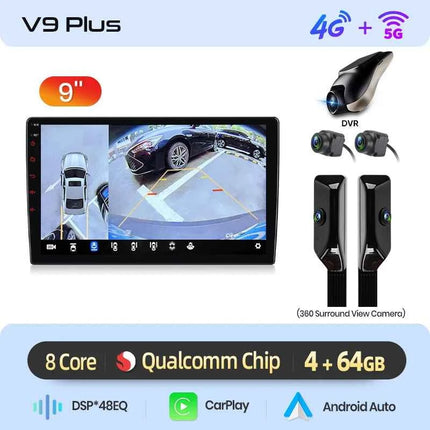 Junsun Qualcomm 8-Core 360 View Camera Universal Stereo 7" 9" 10" Car Radio CarPlay Android Auto Multimedia Player GPS DSP WiFi