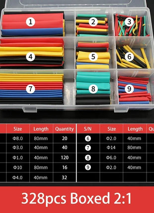 127/328/750 Pcs Heat Shrink Tubing Kit 2:1 Wire Shrinkable Tube Heat Shrink Wire Connect Cover Protection Sleeves